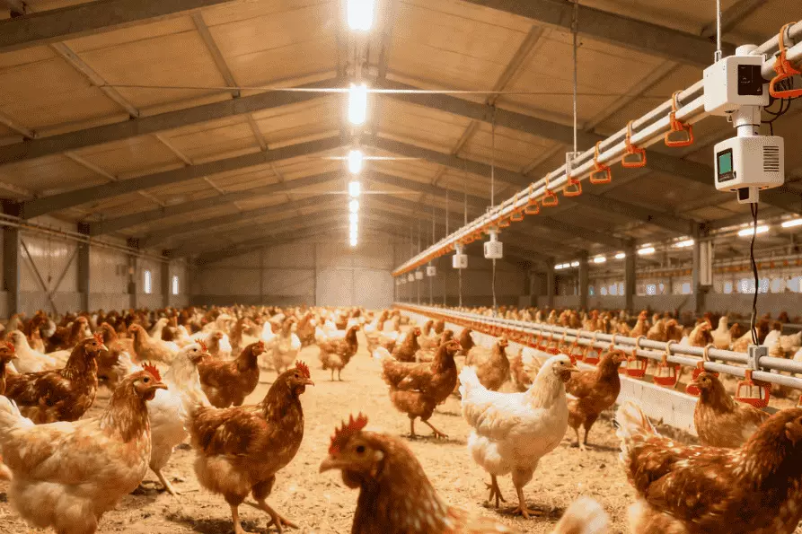 Beleuchtung einer Hähnchenmastanlage (1)